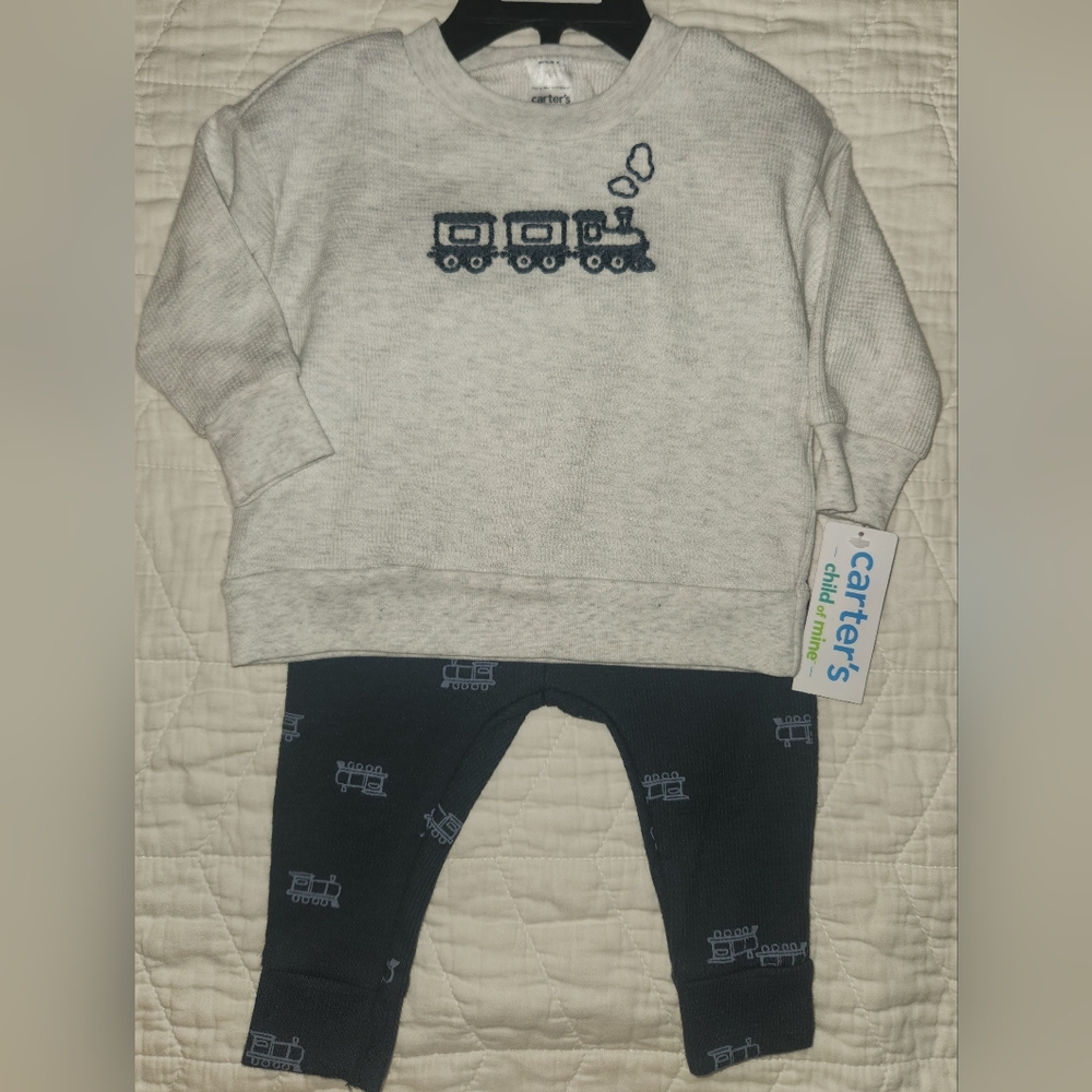 Carter's Gray Thermal Baby 2-Piece Outfit 3-6 Months NWT